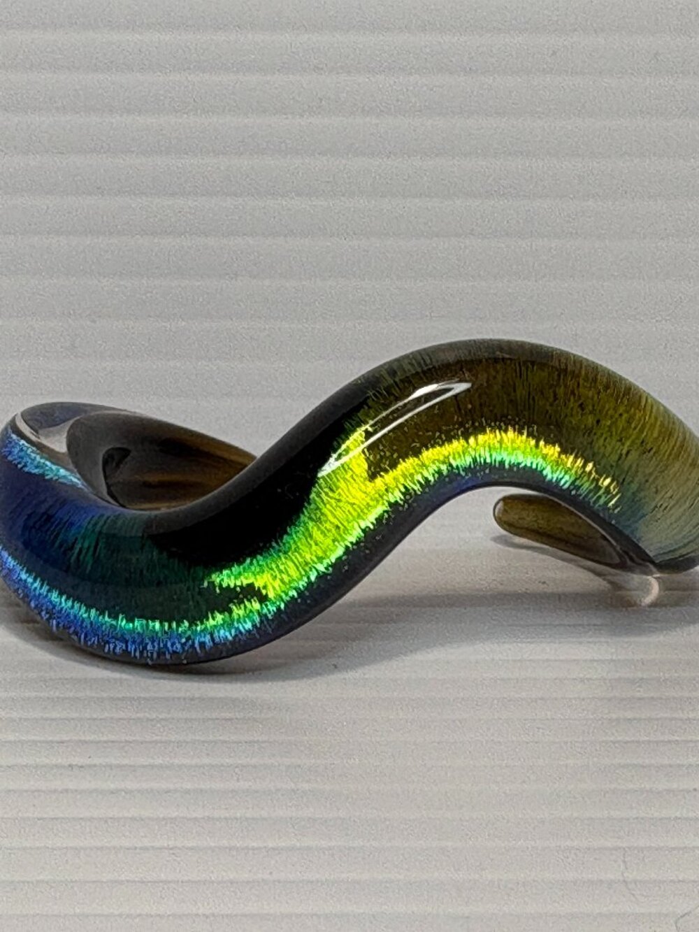 Vintage Hand Blown Art Glass Multi Color One Piece Stunning Cuff Bracelet